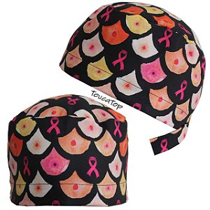 Gorro Cirúrgico, Outubro Rosa, Mamas Variedades, Preto