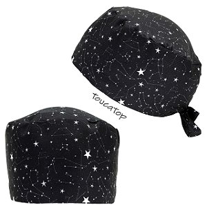 Gorro Cirúrgico, Constelações, Estrelas, Preto