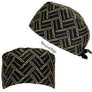 Gorro Cirúrgico, Bisturis Dourados, Preto