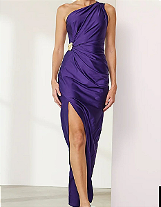 Vestido Longo Liso Ombro Único