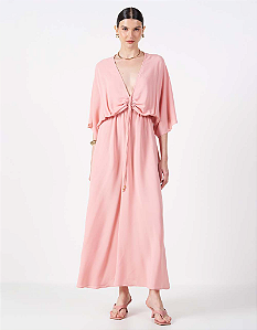 Vestido Midi Fluido Manga Morcego