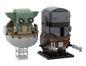 Brickheadz Baby Yoda e Mandalorian +226 peças Star Wars - Blocos de montar 15Cm x 10Cm x 5Cm