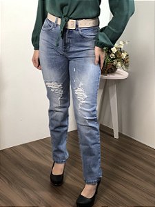 Calça Feminina Moom Elástico na Cintura Zara Cinto com Bolso Faca Color  Preto- TB706