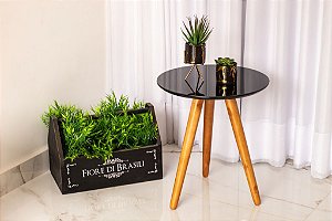 Mesa de Canto com Tampo de Vidro Base em Modelo Pe Palito 50 cm de Altura