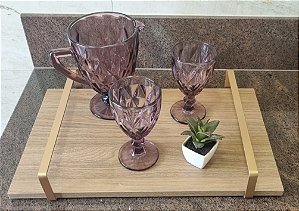 Bandeja Madeira Reta de Servir -  Café/Bebidas Acabamento Amadeirado