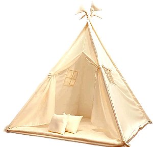 CABANA TENDA INFANTIL BELA CASINHA OFF WHITE COM TAPETE ACOLCHOADO