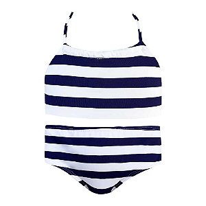 Conjunto de Biquíni Infantil Listras Azul Navy