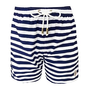 Shorts Bermuda Masculina de Praia Listras Azul Navy