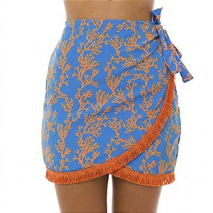 Saída de Praia Saia Pareô Coral Laranja