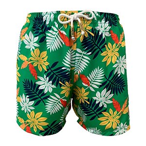 Shorts Bermuda Masculina de Praia Floresta Tropical Verde