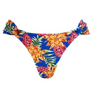 Calcinha Inteira de Biquíni Empina Bumbum Floral Laranja Jacquard