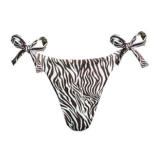 Calcinha de Biquíni Empina Bumbum Zebra Safari Marrom