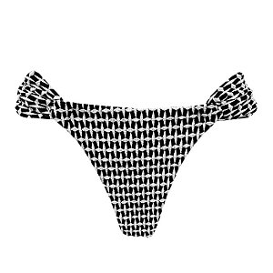 Calcinha Inteira de Biquíni Empina Bumbum Preto e Branco Jacquard
