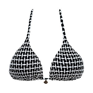 Top de Biquíni Cortininha Preto e Branco Jacquard