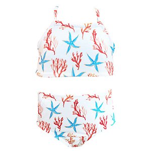Conjunto de Biquíni Infantil Kids Estrela do Mar Branco