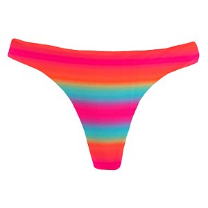 Calcinha de Biquíni Tanga Fio Duplo Arco-íris Colorido