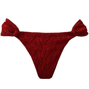 Calcinha Inteira de Biquíni Empina Bumbum Folhagens Marsala Jacquard