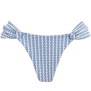 Calcinha Inteira de Biquíni Empina Bumbum Azul Claro Jacquard