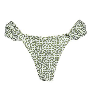 Calcinha Inteira de Biquíni Empina Bumbum Verde Pistache Jacquard