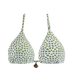 Top de Biquíni Cortininha Verde Pistache Jacquard