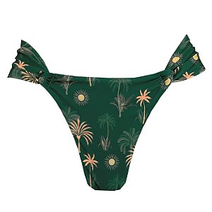 Calcinha Inteira de Biquíni Empina Bumbum Solar Tropical Verde