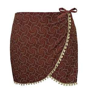 Saída de Praia Saia Pareô Conchas Marrom