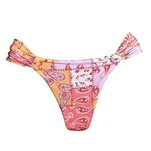 Calcinha Inteira de Biquíni Empina Bumbum Paisley Laranja