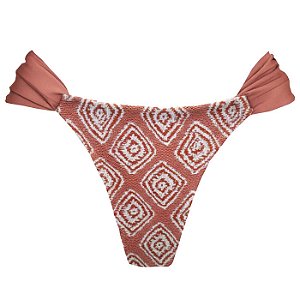 Calcinha Inteira de Biquíni Empina Bumbum Tribal Laranja Rendado