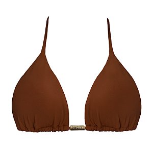 Top de Biquíni Cortininha Marrom Liso
