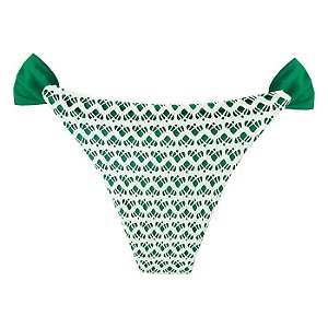Calcinha Inteira de Biquíni Empina Bumbum Verde Bandeira Rendado