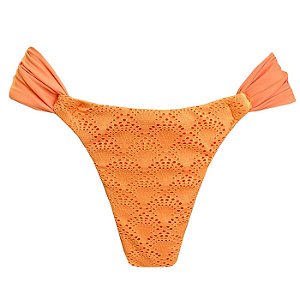 Calcinha Inteira de Biquíni Empina Bumbum Laranja Citrus Rendado