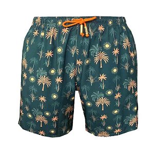 Shorts Bermuda Masculina de Praia Solar Tropical Verde