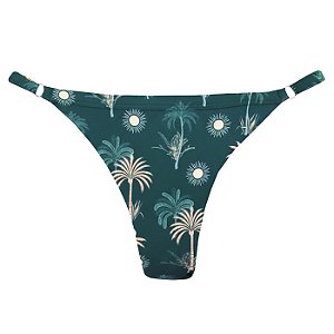 Calcinha de Biquíni Fio Duplo com Regulagem Solar Tropical Verde