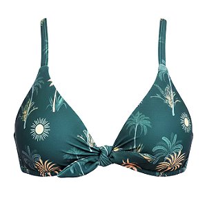 Top de Biquíni Triangulo Nó Solar Tropical Verde