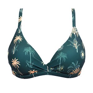 Top de Biquíni Triangulo Fixo Solar Tropical Verde