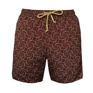 Shorts Bermuda Masculina de Praia Conchas Marrom