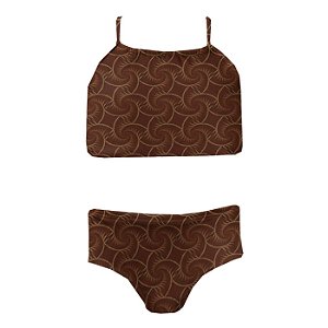 Conjunto de Biquíni Infantil Kids Conchas Marrom