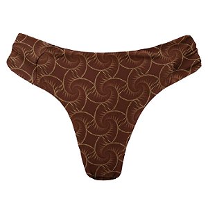 Calcinha de Biquíni Borboleta Fio Duplo Conchas Marrom