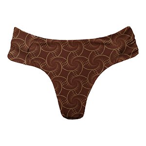 Calcinha de Biquíni Alça Larga Borboleta Tradicional Conchas Marrom