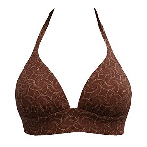 Top de Biquíni Meia Taça Conchas Marrom