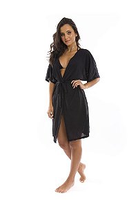 Saída de Praia Kimono Preto