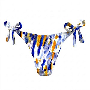 Calcinha de Biquíni Empina Bumbum Aquarela Azul e Laranja
