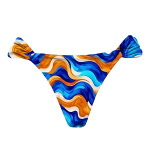 Calcinha de Biquíni Empina Bumbum Oceano Azul e Laranja