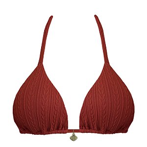 Top de Biquíni Cortininha Vermelho Marsala Jacquard