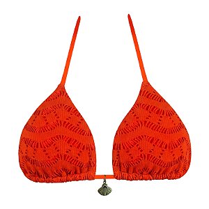 Top de Biquíni Cortininha Laranja Rendado