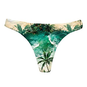 Calcinha de Biquíni Tanga Fio Duplo Praia dos Coqueiros Turquesa