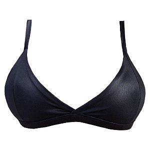 Top de Biquíni Triangulo Fixo Preto Cirrê Liso