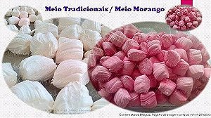 Balas de coco caseiras tradicionais  | Coco e Morango | 1 Quilo