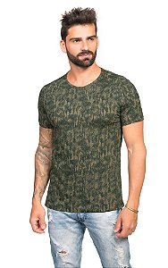 Camiseta Masculina Estampada Verde Militar