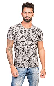 Camiseta Folhagem de Algodão Verde Militar